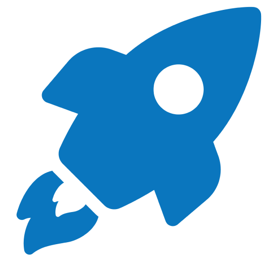 Blue rocket icon.